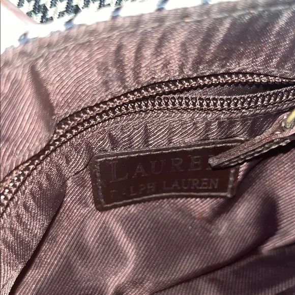 Ralph Lauren Houndstooth Shoulder Bag in Brown and Black - Picture 3 of 5